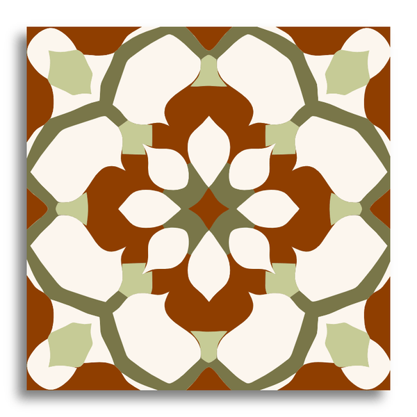 PetalSymmetry Encaustic Harmony Tile (Sample.250731.jvgqk)